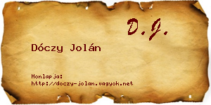 Dóczy Jolán névjegykártya